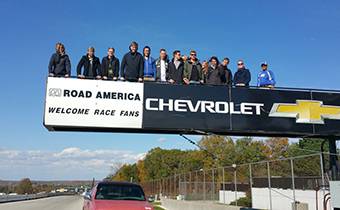 students at race track